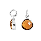 Sterling silver teardrop pendant with polished Citrine Quartz stone in golden glow